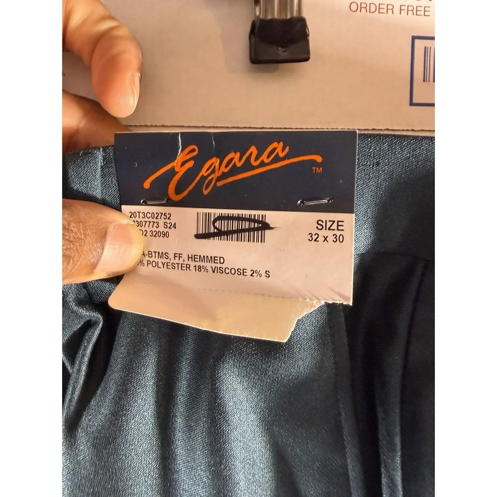 Brand New Egara Men's Sz 32X30 Shiny Turquoise Skinny Fit Stretch Trousers Pants